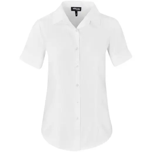 Ladies Short Sleeve Nottingham Shirt White Front